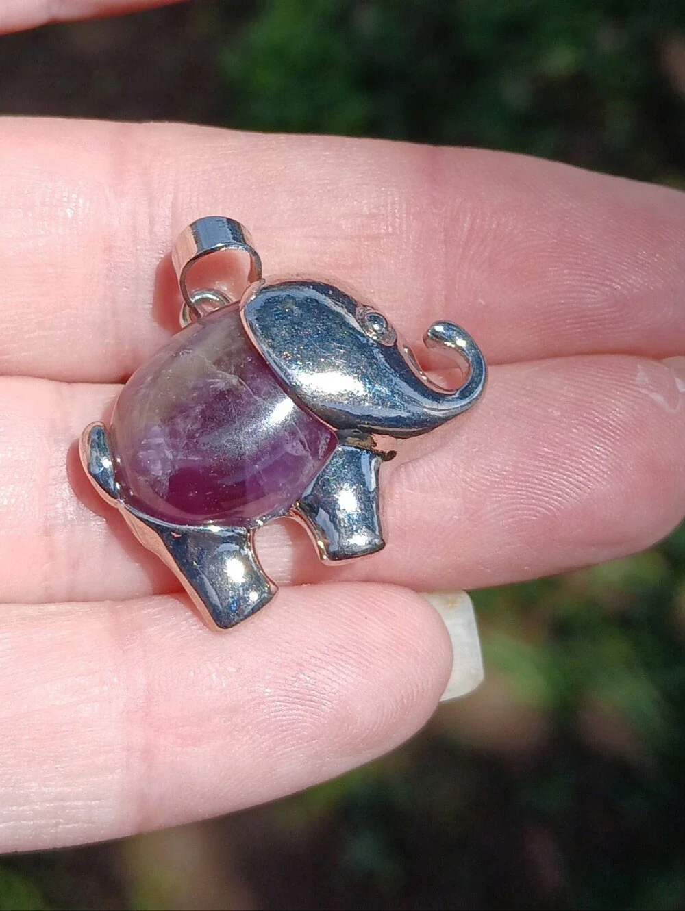 New Amethyst Silver Elephant Pendant.